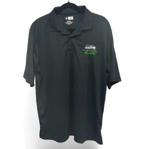 Mens NFL Seahawks Superbowl XLVIII polo in black with embroidered logo size XL